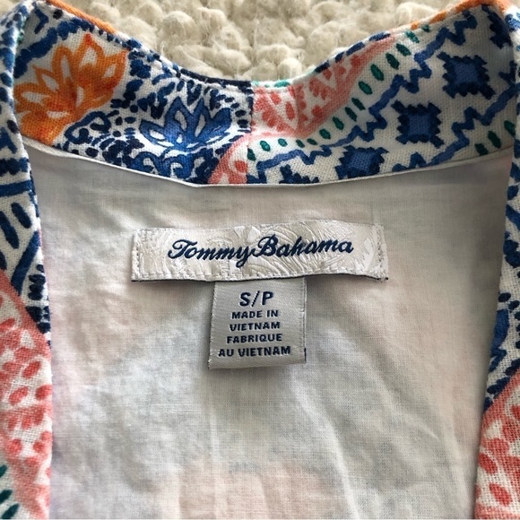 TOMMY Bahama Linen Rayon Sleeveless Bohemian Aztec Floral Dress Size Small - Picture 6 of 9